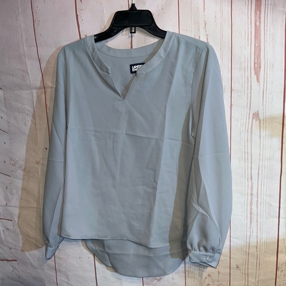 Lands' End Tops - Lands' End Women's Long SL V-NK Blouse Harbor Gray